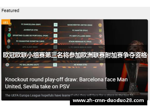 欧冠欧联小组赛第三名将参加欧洲联赛附加赛争夺资格
